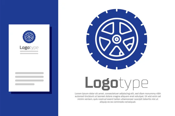 Blue Car wheel icon isolated on white background. Logo design template element. Vector Illustration — ストックベクタ