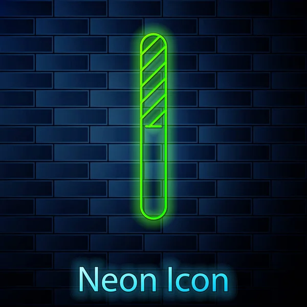 Glowing neon line Nail file icon isolated on brick wall background. Manicure tool. Vector Illustration — ストックベクタ