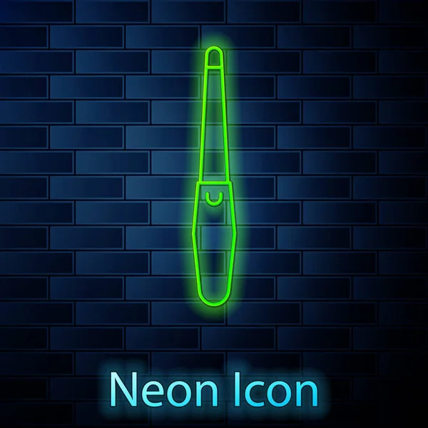 Leuchtende Neon Line Nagelfeile Symbol isoliert auf Backsteinwand Hintergrund. Maniküre-Werkzeug. Vektorillustration — Stockvektor