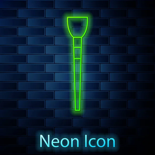 Ragyogó neon vonal Smink kefe ikon elszigetelt téglafal háttér. Vektorillusztráció — Stock Vector