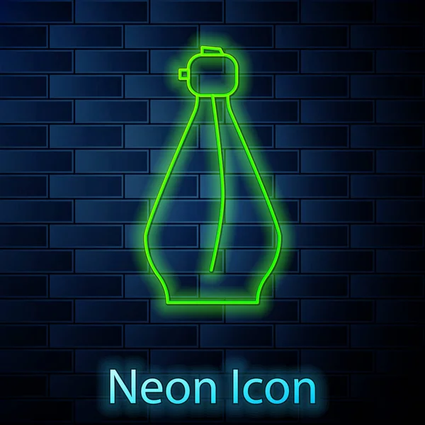 Ragyogó neon vonal Parfüm ikon elszigetelt téglafal háttér. Vektorillusztráció — Stock Vector