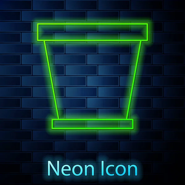 Zářící neonová čára Květináč ikona izolované na cihlové zdi pozadí. Vektorová ilustrace — Stockový vektor
