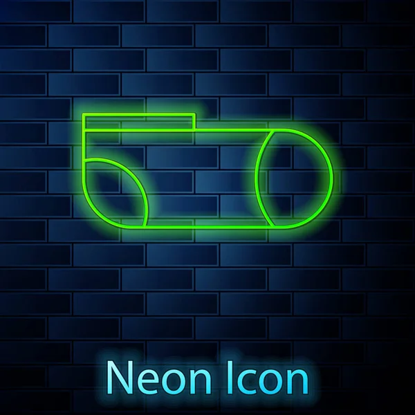 Leuchtende Neon Line Sportsocken Ikone isoliert auf Ziegelwand Hintergrund. Vektorillustration — Stockvektor