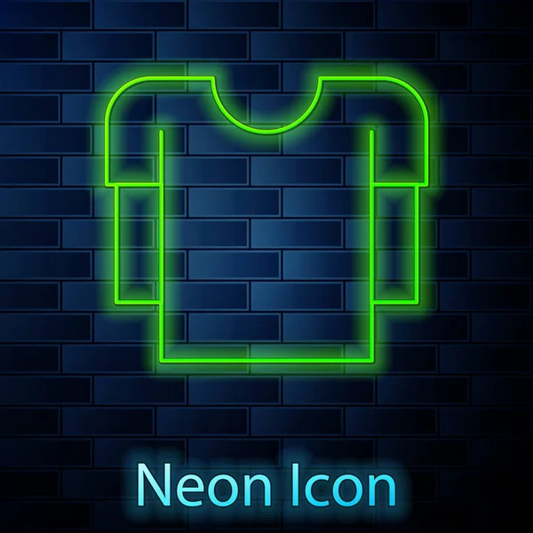 Glowing neon line Long sleeve shirt icon isolated on brick wall background. Vector Illustration — Stock Vector