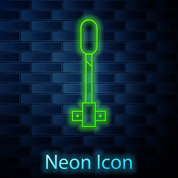 Ragyogó neon vonal Fáklya láng ikon elszigetelt téglafal háttér. Szimbólum tűz forró, láng energia, láng és hő. Vektorillusztráció — Stock Vector