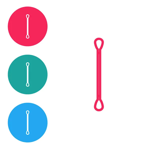 Red line Cotton swab for ears icon isolated on white background. Set icons in circle buttons. Vector Illustration — 스톡 벡터