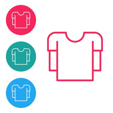 Kırmızı çizgi uzun kollu gömlek simgesi beyaz arkaplanda izole edildi. Simgeleri daire düğmelerine ayır. Vektör İllüstrasyonu