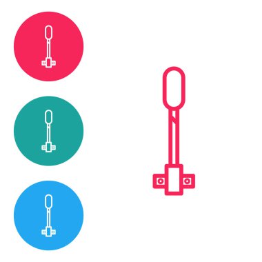 Kırmızı çizgi alev ikonu beyaz arkaplanda izole edildi. Sembol ateşi sıcak, alev gücü, alev ve ısı. Simgeleri daire düğmelerine ayır. Vektör İllüstrasyonu