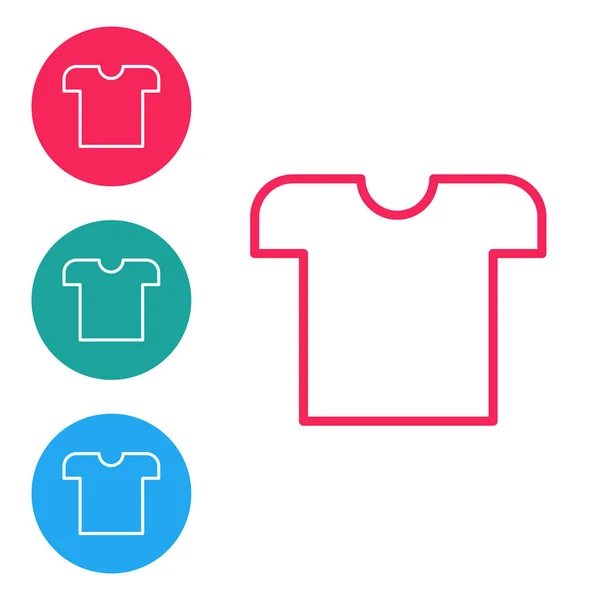 Rote Linie T-Shirt-Symbol isoliert auf weißem Hintergrund. setzen Sie Symbole in Kreis-Buttons. Vektorillustration — Stockvektor