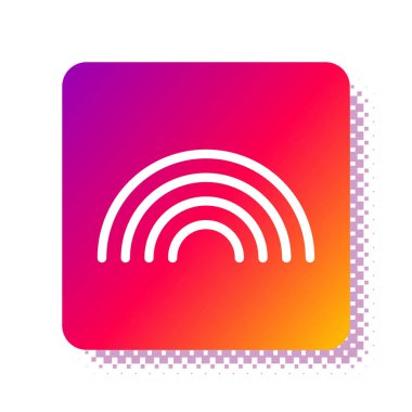 Beyaz gökkuşağı simgesi beyaz arkaplanda izole edildi. Kare renk düğmesi. Vektör İllüstrasyonu