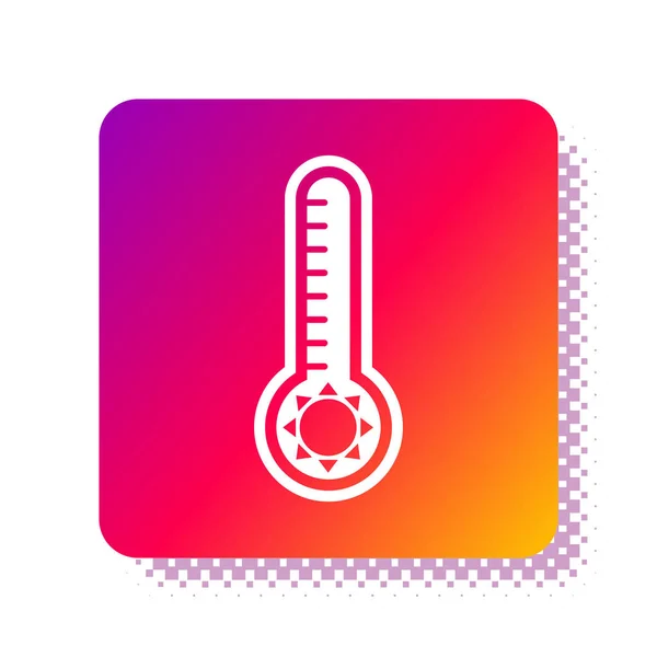 Witte Meteorologie thermometer meten warmte en koude pictogram geïsoleerd op witte achtergrond. Thermometer apparatuur toont warm of koud weer. Vierkante kleur knop. Vector Illustratie — Stockvector
