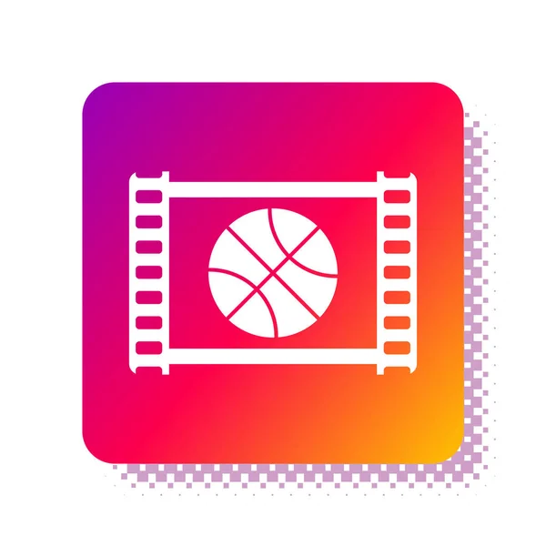 Weiße Basketball-Spiel Video-Symbol isoliert auf weißem Hintergrund. quadratische Farbtaste. Vektorillustration — Stockvektor
