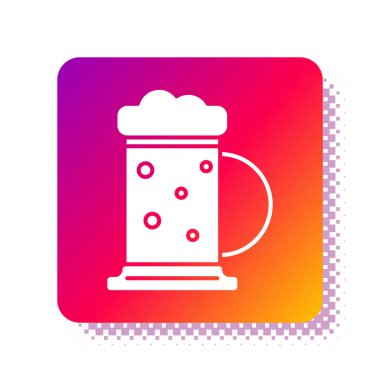 Beyaz tahta bira bardağı ikonu beyaz arka planda izole edilmiş. Kare renk düğmesi. Vektör İllüstrasyonu