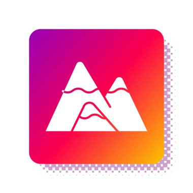 Beyaz Dağlar simgesi beyaz arkaplanda izole edildi. Zaferin ya da başarının sembolü. Kare renk düğmesi. Vektör İllüstrasyonu