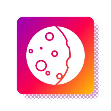 Beyaz arka planda izole edilmiş güneş tutulması simgesi. Tam sonar tutulması. Kare renk düğmesi. Vektör İllüstrasyonu