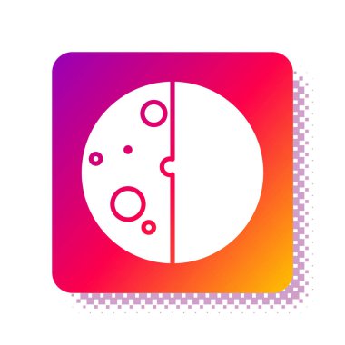 Beyaz arka planda izole edilmiş güneş tutulması simgesi. Tam sonar tutulması. Kare renk düğmesi. Vektör İllüstrasyonu