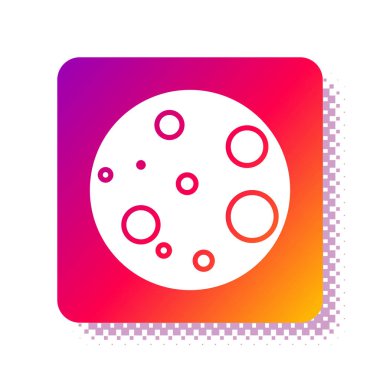 Beyaz Ay simgesi beyaz arkaplanda izole edildi. Kare renk düğmesi. Vektör İllüstrasyonu