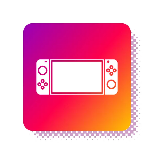 White Portable video game console icon isolated on white background. Gamepad sign. Gaming concept. Square color button. Vector Illustration — Stock Vector