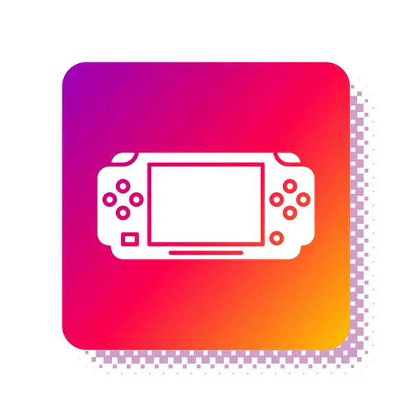 Ícone de console de videogame portátil branco isolado em fundo branco. Sinal do Gamepad. Conceito de jogo. Botão cor quadrada. Ilustração vetorial — Vetor de Stock