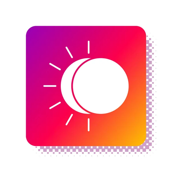 Weiße Sonnenfinsternis des Sonnensymbols isoliert auf weißem Hintergrund. Totale Sonarfinsternis. Quadratische Farbtaste. Vektorillustration — Stockvektor