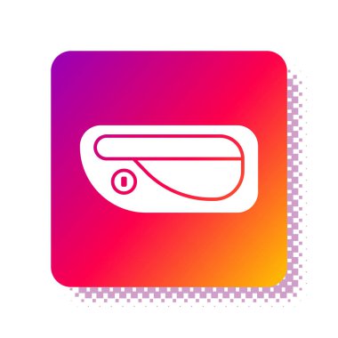 Beyaz araba kapı kolu simgesi beyaz arkaplanda izole edilmiş. Kare renk düğmesi. Vektör İllüstrasyonu