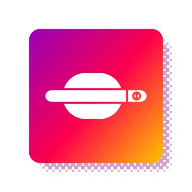 Beyaz araba kapı kolu simgesi beyaz arkaplanda izole edilmiş. Kare renk düğmesi. Vektör İllüstrasyonu