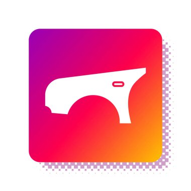 Beyaz arka planda beyaz araba çamurluğu ikonu var. Kare renk düğmesi. Vektör İllüstrasyonu