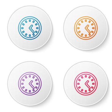 Renkli saat simgesi beyaz arkaplanda izole edildi. Zaman sembolü. Simgeleri daire düğmelerine ayır. Vektör İllüstrasyonu