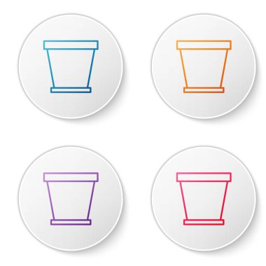 Beyaz arkaplanda renk çizgisi çiçek saksısı simgesi izole edildi. Simgeleri daire düğmelerine ayır. Vektör İllüstrasyonu