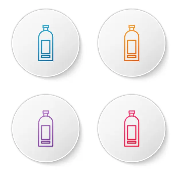 Kleurlijn Fles shampoo icoon geïsoleerd op witte achtergrond. Stel pictogrammen in cirkel knoppen. Vector Illustratie — Stockvector