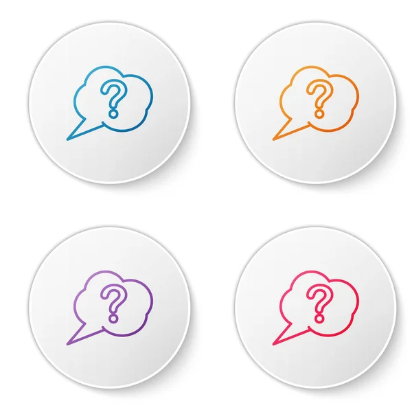 Color line Speech bubble and Question icon isolated on white background. FAQ sign. Copy files, chat speech bubble and chart. Set icons in circle buttons. Vector Illustration — Stock Vector