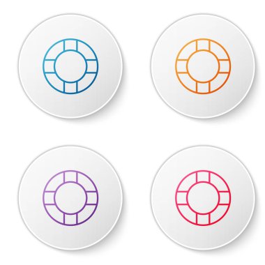 Beyaz arkaplanda renk çizgisi Lifebuoy simgesi izole edildi. Can simidi sembolü. Simgeleri daire düğmelerine ayır. Vektör İllüstrasyonu