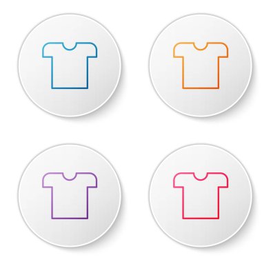Beyaz arkaplanda izole edilmiş renkli tişört simgesi. Simgeleri daire düğmelerine ayır. Vektör İllüstrasyonu