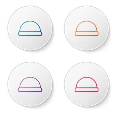 Beyaz arkaplanda izole edilmiş renkli Beanie şapka simgesi. Simgeleri daire düğmelerine ayır. Vektör İllüstrasyonu