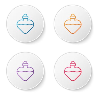 Beyaz arka planda izole edilmiş aşk ikonu ikonu içeren renk çizgisi şişesi. Sevgililer Günü sembolü. Simgeleri daire düğmelerine ayır. Vektör İllüstrasyonu