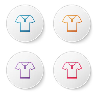 Beyaz arkaplanda izole edilmiş renkli zırh simgesi. Simgeleri daire düğmelerine ayır. Vektör İllüstrasyonu