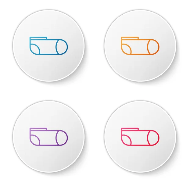 Farbe Linie Sportsocken Symbol isoliert auf weißem Hintergrund. setzen Sie Symbole in Kreis-Buttons. Vektorillustration — Stockvektor