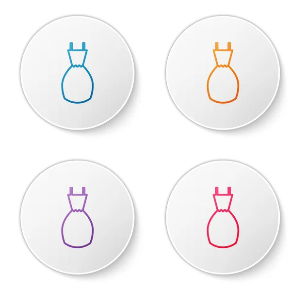 Farbe Linie Frau Kleid Symbol isoliert auf weißem Hintergrund. Kleiderzeichen. setzen Sie Symbole in Kreis-Buttons. Vektorillustration — Stockvektor