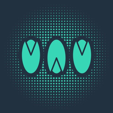 Yeşil Pistachio fındık ikonu mavi arkaplanda izole edilmiş. Soyut çember rastgele noktalar. Vektör İllüstrasyonu