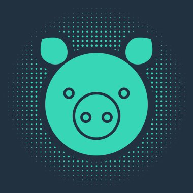 Yeşil Domuz burç simgesi mavi arka planda izole edildi. Astrolojik yıldız falı koleksiyonu. Soyut çember rastgele noktalar. Vektör İllüstrasyonu