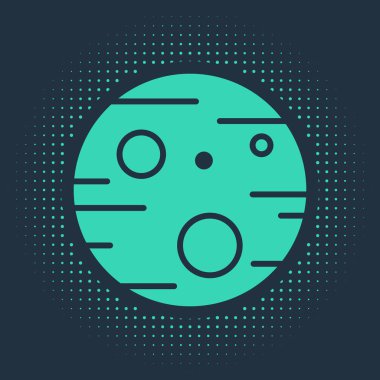 Yeşil Gezegen Mars simgesi mavi arkaplanda izole edildi. Soyut çember rastgele noktalar. Vektör İllüstrasyonu