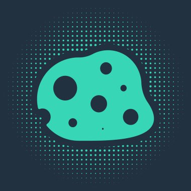 Mavi arkaplanda yeşil göktaşı simgesi izole edildi. Soyut çember rastgele noktalar. Vektör İllüstrasyonu