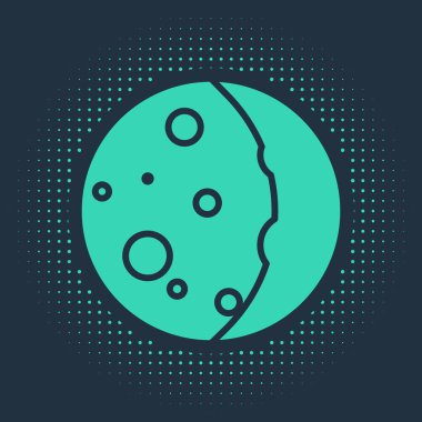 Mavi arkaplanda izole edilmiş güneş ikonunun yeşil tutulması. Tam sonar tutulması. Soyut çember rastgele noktalar. Vektör İllüstrasyonu