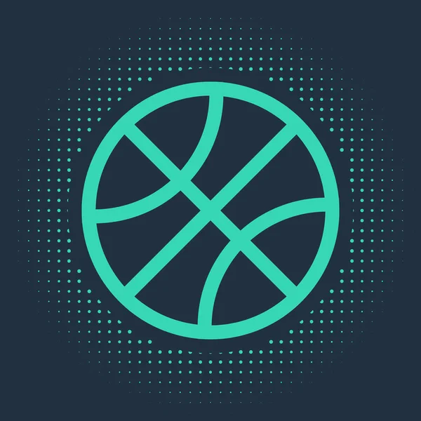 Icône balle de basket-ball vert isolé sur fond bleu. Symbole sportif. Cercle abstrait points aléatoires. Illustration vectorielle — Image vectorielle