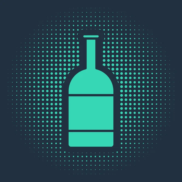 Green Beer bottle icon isolated on blue background. Abstract circle random dots. Vector Illustration — 스톡 벡터
