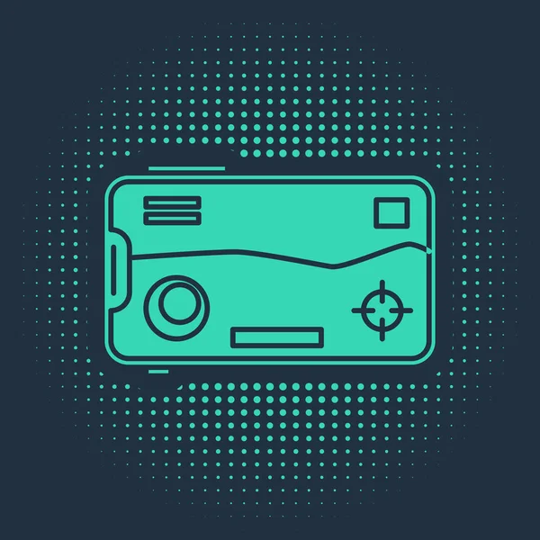Green Smartphone and playing in game icon isolated on blue background. Mobile gaming concept. Abstract circle random dots. Vector Illustration — 스톡 벡터