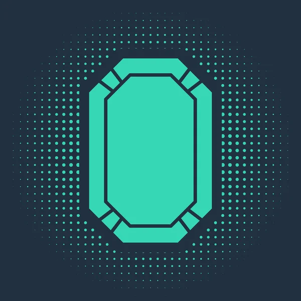 Ícone de mesa de poker verde isolado no fundo azul. Pontos aleatórios de círculo abstrato. Ilustração vetorial — Vetor de Stock