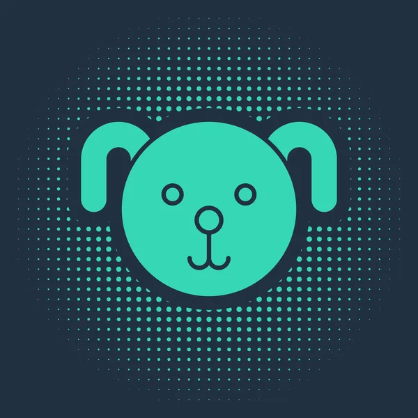 Green Dog zodiac sign icon isolated on blue background. Astrological horoscope collection. Abstract circle random dots. Vector Illustration — 스톡 벡터