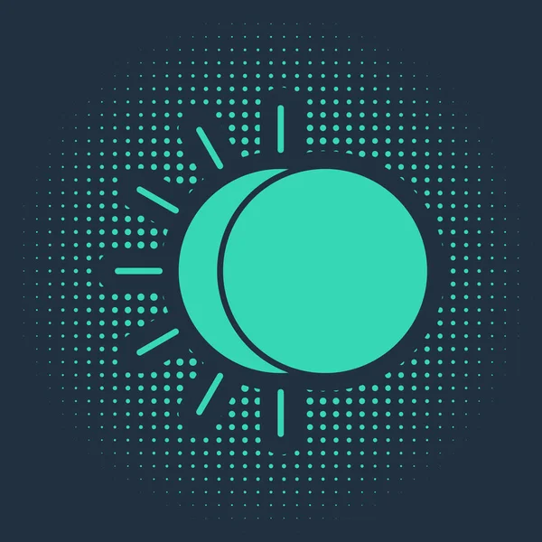 Zelené zatmění slunce ikony izolované na modrém pozadí. Úplné zatmění sonaru. Abstraktní kruh náhodných teček. Vektorová ilustrace — Stockový vektor