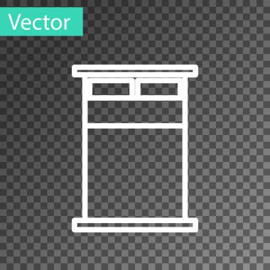 Beyaz çizgi. Şeffaf arkaplanda iki ya da bir kişi için büyük yatak. Vektör İllüstrasyonu